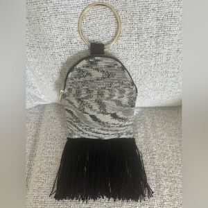 SORAYA HENNESSY Handmade Stylish Black and Gray Fringe Women's Bag